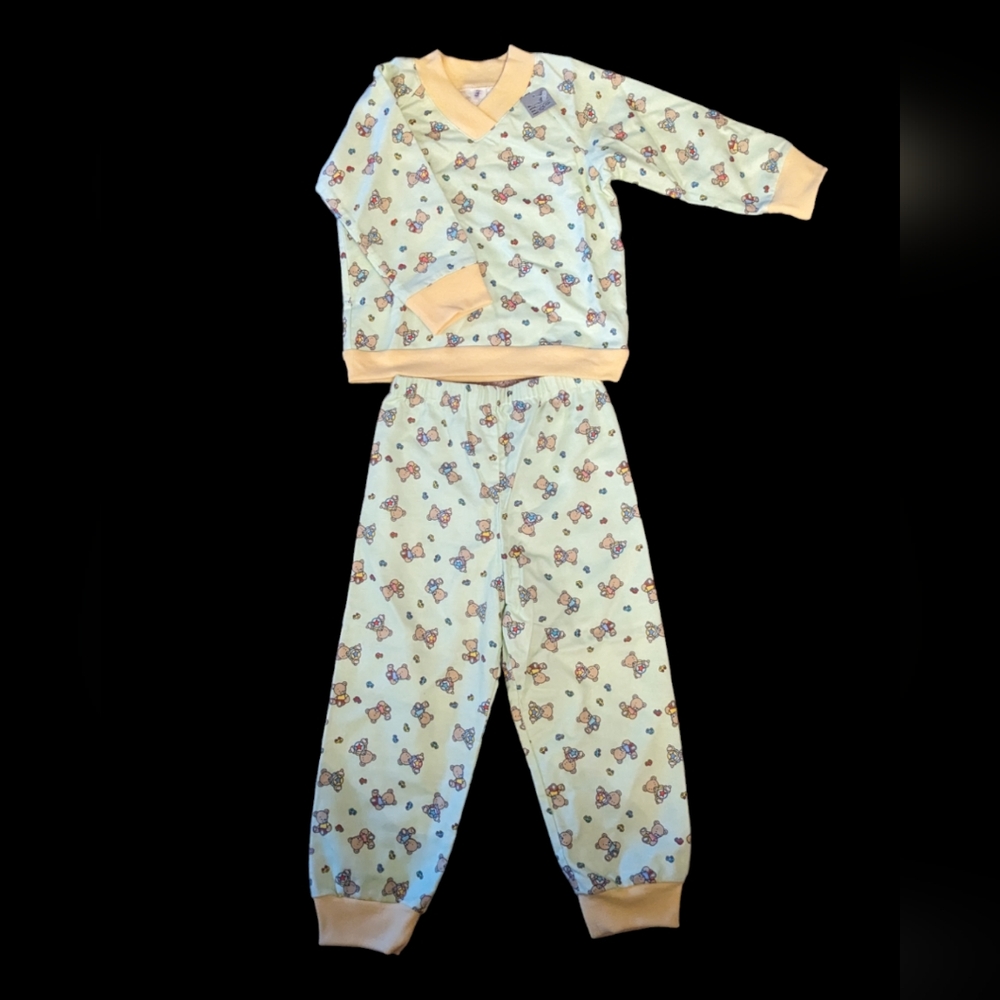 ❤️ TEDDY BEAR 2 PCE Boys Pajama Sz 3 NWT